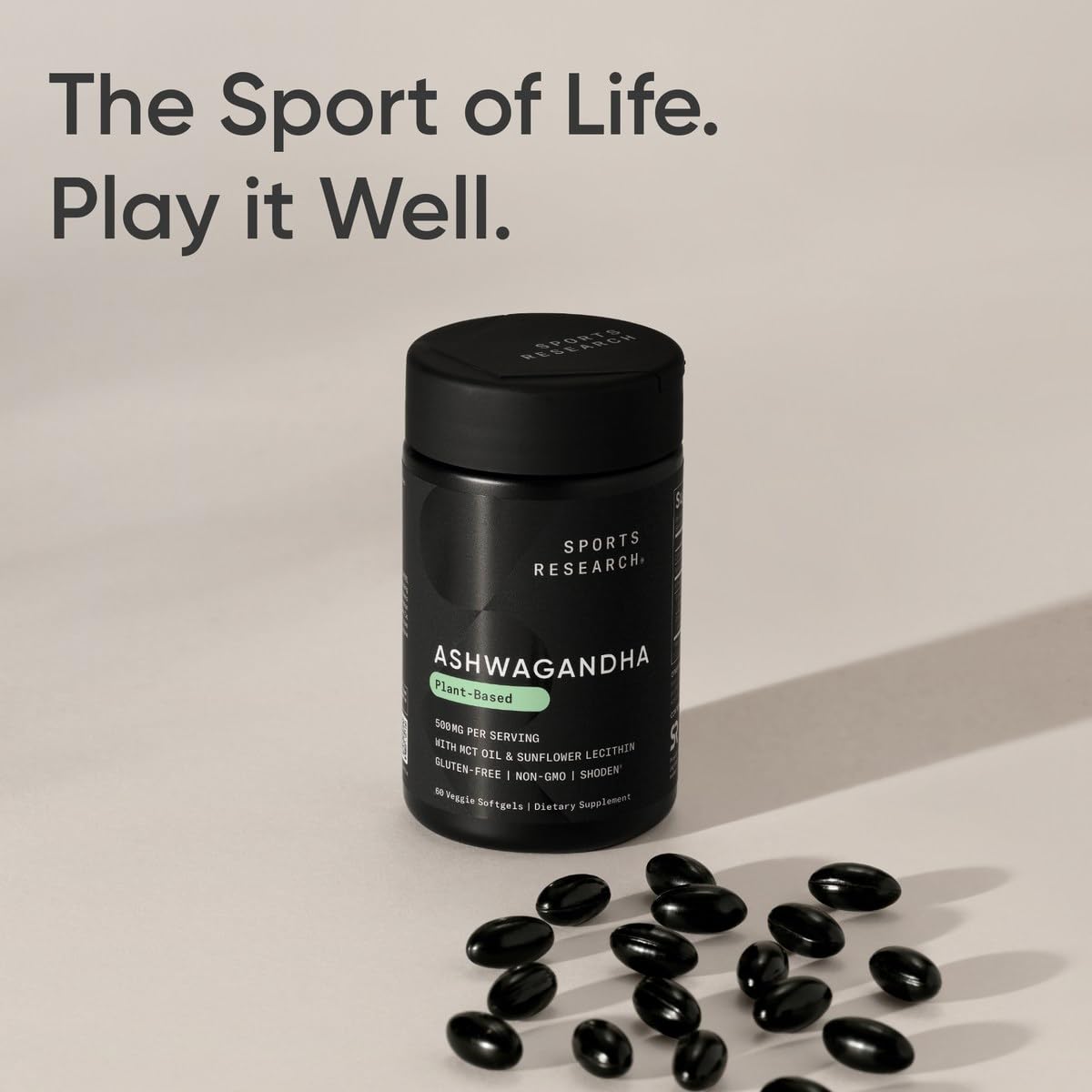 Sports Research® Ashwagandha Softgels with Coconut MCT Oil - Natural Adaptogen Made with Shoden® Ashwa for Relaxation, Calm & Sleep Support - Gluten Free & Vegan Friendly - 60 Count Sports Research uk supplements