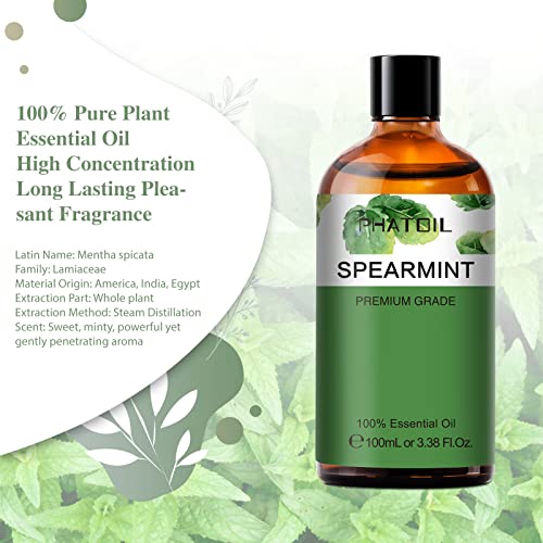 PHATOIL Spearmint Essential Oil 100ML, Pure Premium Grade Spearmint Essential Oils PHATOIL uk supplements