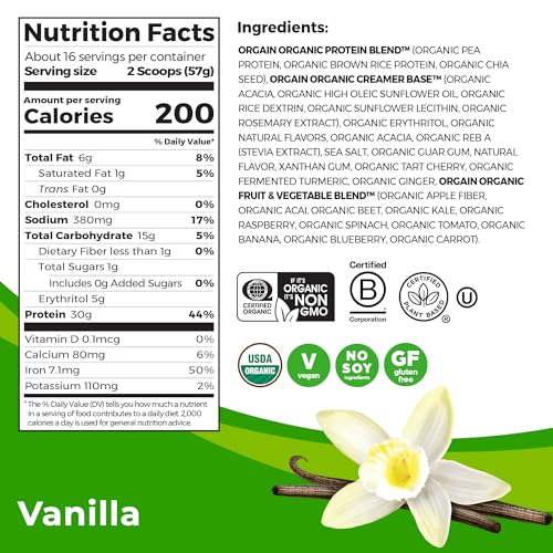 Orgain Organic Sport Vegan Protein Powder, Vanilla - 30g Plant Based Protein, For Pre-Work Orgain uk supplements
