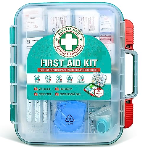 General Medi 420 Pieces Professional First Aid Kit - HardCase First Aid Box - Contains General Medi uk supplements