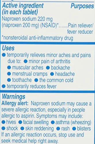 Aleve Tablets with Naproxen Sodium, 220mg (NSAID) Pain Reliever/Fever Reducer, 24 Count, Blue Aleve uk supplements