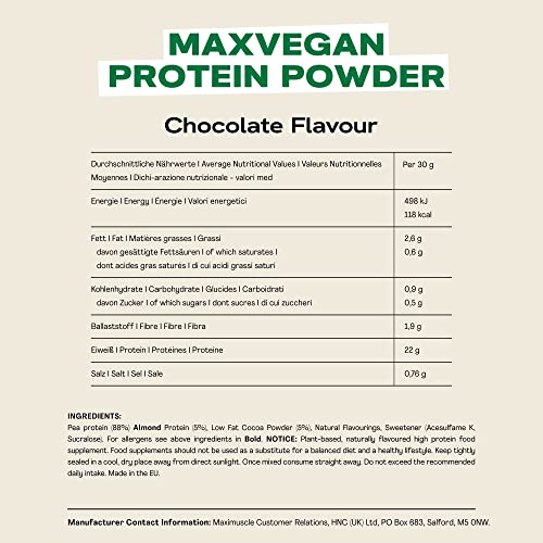 MaxiNutrition - MaxVegan Protein Powder, Chocolate - Plant Based Protein Food Supplement MaxiNutrition uk supplements