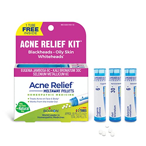Boiron Acne Relief Kit for Blackheads, Oily Skins, Whiteheads on The Face and Body - 3 Count (240 Pellets) Boiron uk supplements
