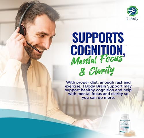 1 Body Brain Support: Twin Pack - 90 Capsules Each - Alpha GPC 1 Body uk supplements