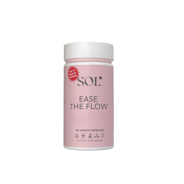 Sol Nutrition Ease the Flow - PMS Support, Menstrual Relief, PMDD Supplements, Period Relief Products, Eases Bloating & Mood Swings, Vitamins B6 & B8, 60 Easy-to-Swallow Capsules Sol Nutrition uk supplements