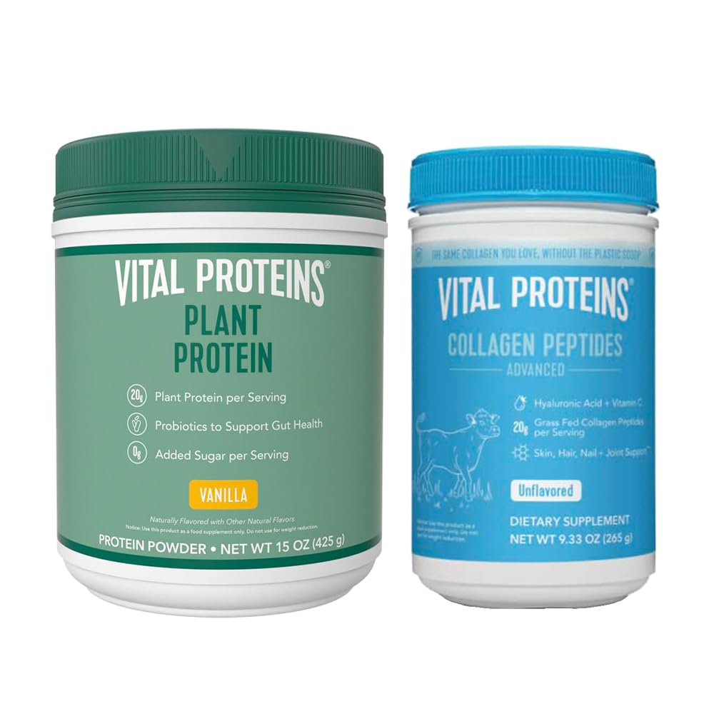 Vital Proteins Collagen Peptides Powder, 9.33 oz Unflavored + 15 oz Vanilla Plant Protein Vital Proteins uk supplements