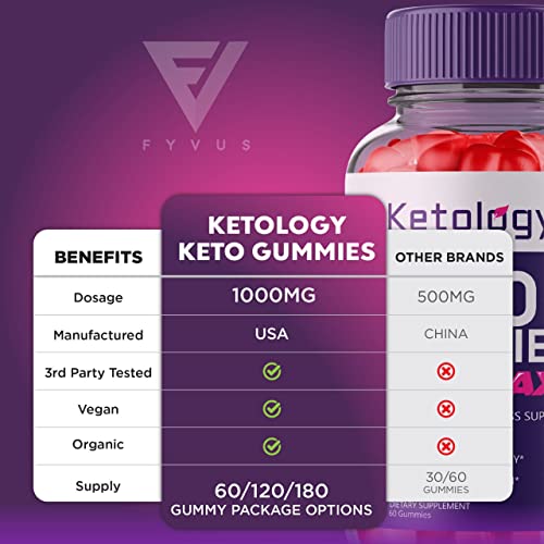 (2 Pack) Ketology Keto ACV Gummies Advanced Weight Loss Ketosis Supplement Fyvus uk supplements
