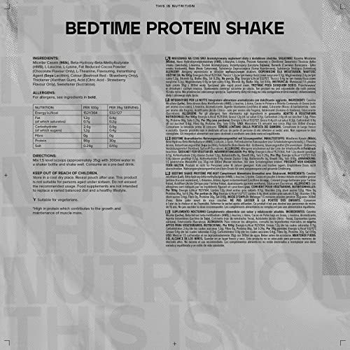 Bulk Bedtime Protein Shake, Micellar Casein Protein Powder, Strawberry, 500 g, Packaging May Vary Bulk uk supplements