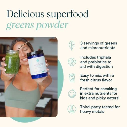 Ora Organic Greens Powder - Vegan, Gluten-Free, Organic Super Greens Drink for Energy and Detox | Antioxidants & Adaptogenic Herbs | 20+ Superfood Greens Blend - Citrus Flavor, 30 Servings Ora Organic uk supplements