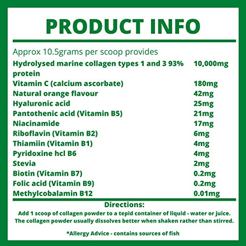 Collagen Powder Marine Supplement | Hydrolyzed Protein peptides with Hyaluronic Acid Vitamin C Biotin etc for Women Men Pure Food Supplements uk supplements