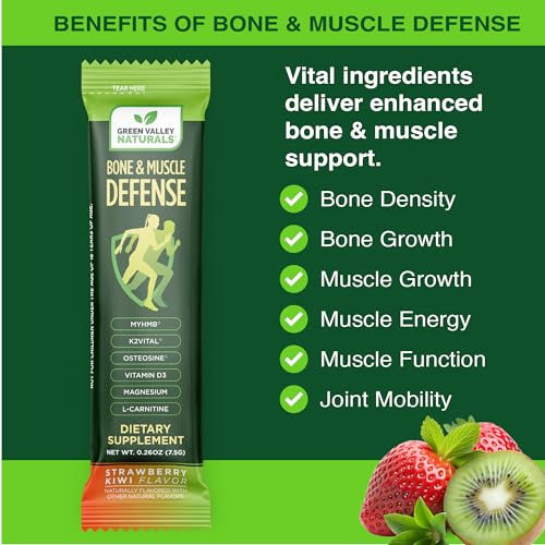 Bone & Muscle Defense Stick Pack | HMB + Leucine Amino Blend for Muscle Support | Protein Growth & Strength Formula for Women & Men | Fertility & Energy Support | Convenient On-the-Go Supplement GREEN VALLEY NATURALS uk supplements