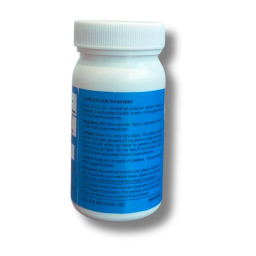 Prosman Supplement - Supports Healthy ageing & Improves Urinary Function | Patented Ingredient | Prunus domestica/pygeum (1Pack- 60 Capsules) PROSMAN uk supplements
