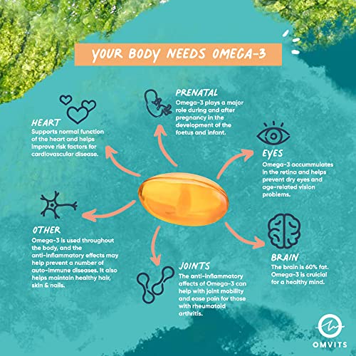 Omvits Vegan Omega 3 DHA from Algae Oil 1000mg - 60 Softgel Capsules with Vitamin E Omvits uk supplements