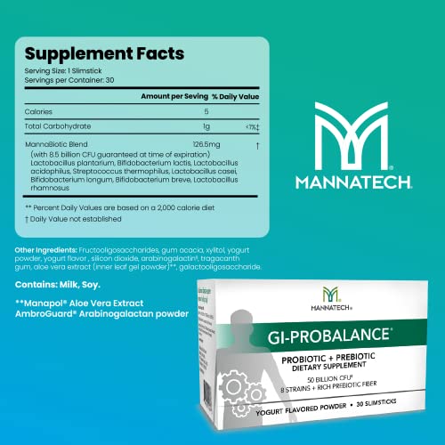 Mannatech Prebiotics and Probiotics, 30 Slimsticks, Yogurt Flavor, GI-ProBalance w/MannaBiotic Blend Mannatech uk supplements