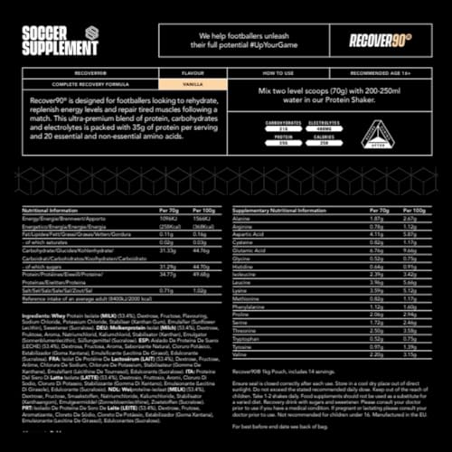 Soccer Supplement - Recover90® Complete Recovery Shake - 31grams of Protein Isolate SOCCER SUPPLEMENT uk supplements