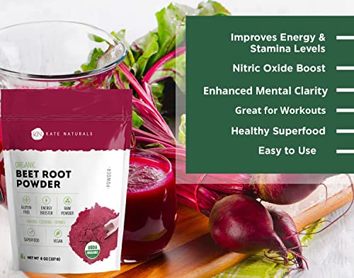 Kate Naturals Beet Root Powder for Baking & Smoothies (8oz) USDA Organic Beetroot Powder Kate Naturals uk supplements
