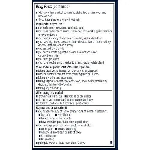 Advil PM Pain Reliever and Nighttime Sleep Aid, Ibuprofen for Pain Relief and Diphenhydramine Citrate for a Sleep Aid - 120 Coated Caplets and Pain Reliever and Fever Reducer, 10 Count Tablets Advil uk supplements