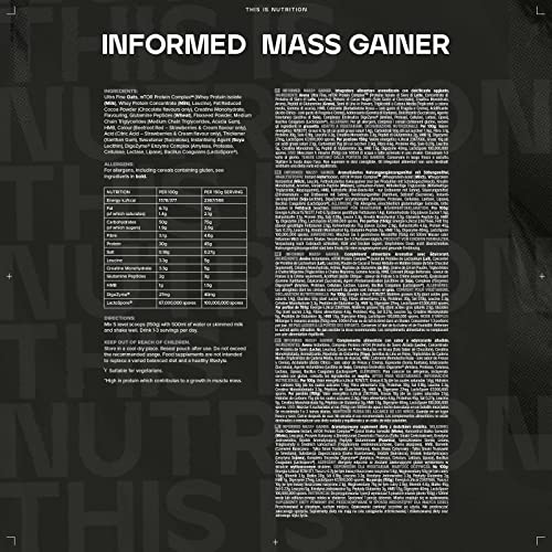 Bulk Informed Mass, Mass Gainer, Whey Protein Shake, Double Chocolate, 3 kg, Packaging May Vary Bulk uk supplements