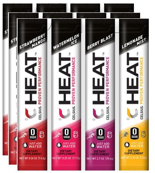Celsius Heat On-The-Go Performance Energy Powder Stick Variety Packets Heath Secret uk supplements