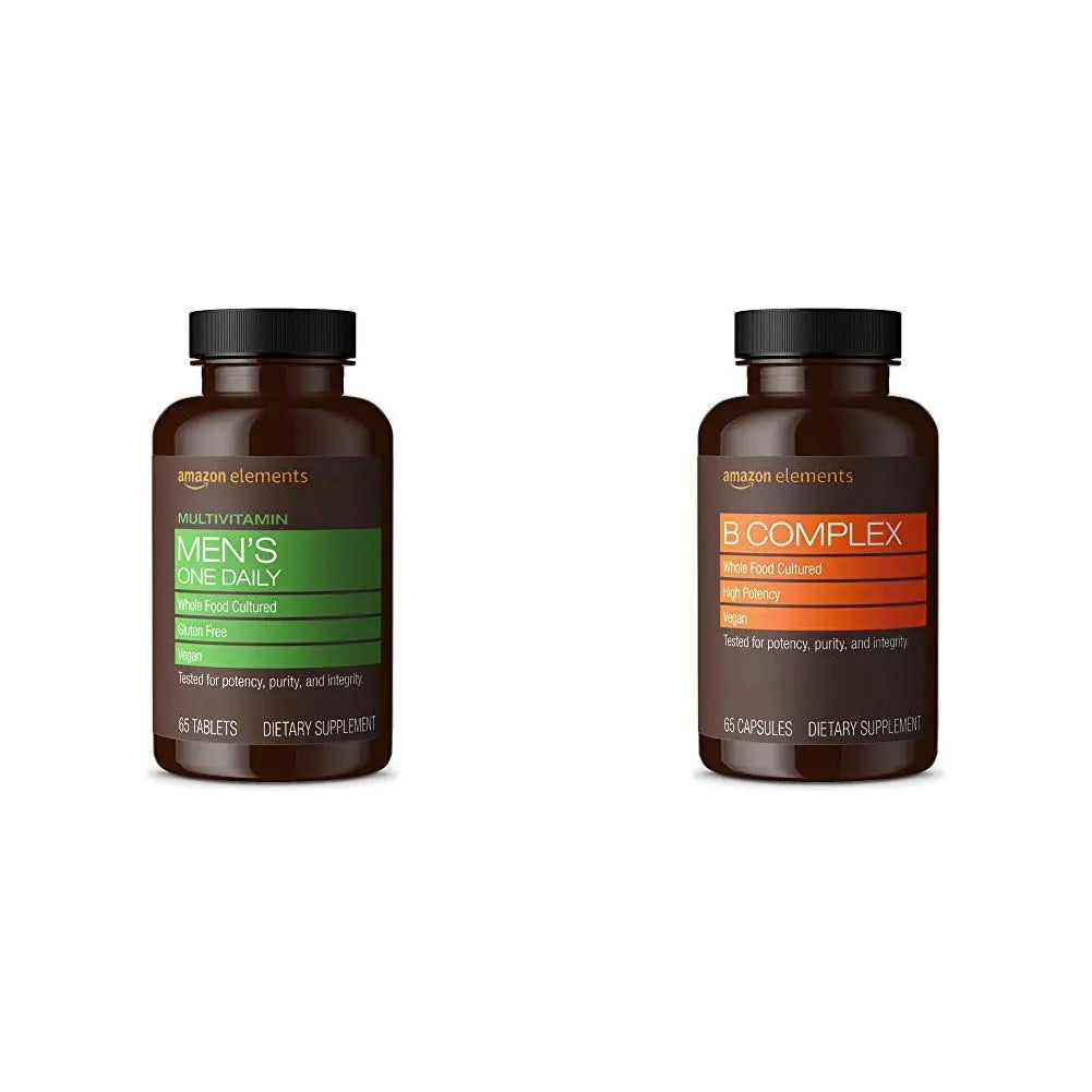 Amazon Elements Men's One Daily Multivitamin (65 Tablets) and Amazon Elements B Complex (65 Capsules) Amazon Elements uk supplements