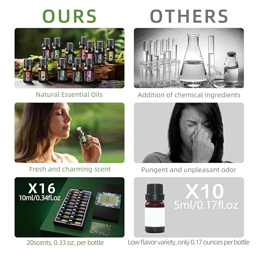 KMSCO Essential Oils Set -Top 16(0.33Fl Oz) Organic Plant Natural Fragrance Scents Blends Oil KMSCO uk supplements