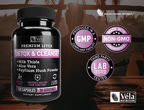 Véla Colon Cleanse & Liver Detox Formula Cleanse - 22 Herbs with Milk Thistle, Turmeric Véla uk supplements