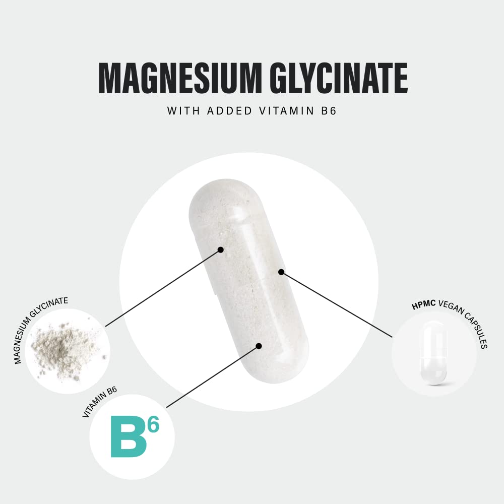 Magnesium Glycinate Supplements & Vitamin B6 - 120 High Strength Capsules SS Sport Supplies uk supplements