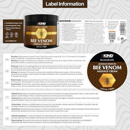 5kind Maximum Strength Bee Venom Cream - Naturally Massage Joints & Muscles, Lower Back, Knee, Neck, Shoulder, Hip & Feet - Responsibly Sourced Premium Bee Venom Cream 3.4 Fl Oz 5kind clinical skincare uk supplements