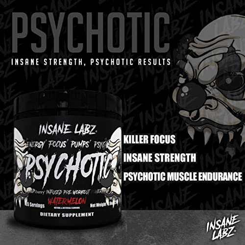 Insane Labz Psychotic Black Edition Mid Stimulant Pre Workout Powder, Energy Focus Insane Labz uk supplements
