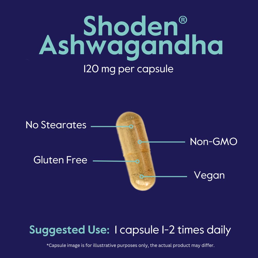 BESTVITE Advanced Ashwagandha 120mg w/Shoden (120 Vegetarian Capsules) - Clinically Studied Containing Industry Leading 35% Withanolide Glycosides - No Stearates - Vegan - Non GMO - Gluten Free BESTVITE uk supplements