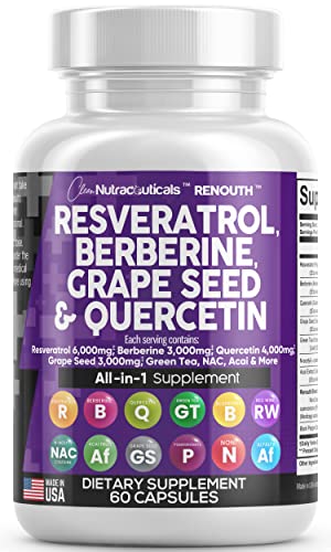 Resveratrol 6000mg Berberine 3000mg Grape Seed Extract 3000mg Clean Nutraceuticals uk supplements