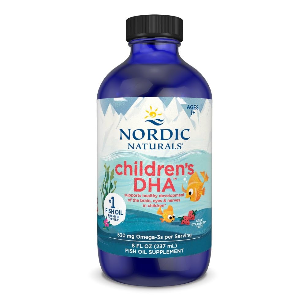 Nordic Naturals Children’s DHA, Strawberry - 8 oz for Kids - 530 mg Omega-3 with EPA & DHA - Brain Development & Function - Non-GMO - 96 Servings Nordic Naturals uk supplements
