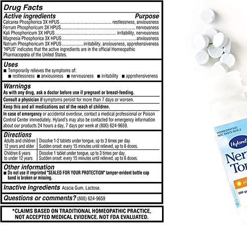 Hyland's Naturals Nerve Tonic Stress Relief Tablets, Natural Relief of Restlessness, Nervousness Hyland's uk supplements