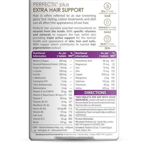 Perfectil Vitabiotics Multivitamin | Hair Growth and Thickening Formula | Supports Thicker, Healthy Hair | Vitamin D, E, Collagen, Biotin, and More Perfectil uk supplements