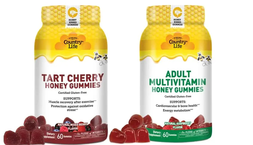 Country Life® Tart Cherry & Adult Multivitamin Honey Gummies - Bundle - Non-GMO - Certified Gluten Free Country Life uk supplements