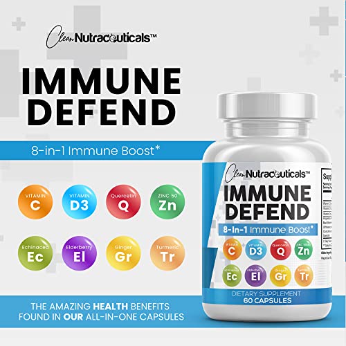 Immune Defense Support Supplement 8 in 1 w/Zinc 50mg Quercetin, VIT C Clean Nutraceuticals uk supplements