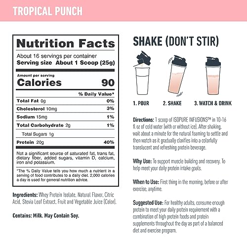Isopure Protein Powder, Clear Whey Isolate Protein, Post Workout Recovery Drink Mix Isopure uk supplements