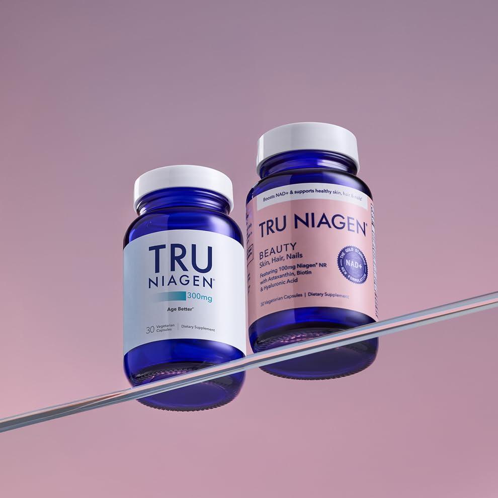 TRU NIAGEN 300mg + Beauty Bundle. A Comprehensive Bundle for Daily NAD+ Support with targeted Beauty Actives for Healthy Skin, Hair, and Nails at The Cellular Level. TRU NIAGEN uk supplements