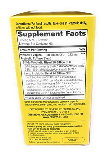RENEW LIFE Ultimate Flora Vaginal Probiotic 50 Billion, 60 CT Renew Life uk supplements
