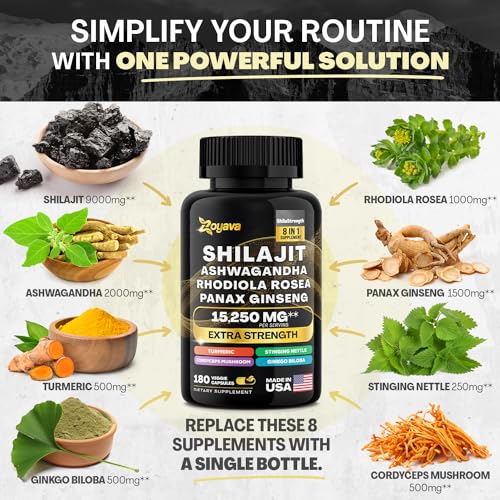 Zoyava Shilajit 9000MG Radiant Health Blend Ashwagandha 2000MG Rhodiola Rosea Zoyava uk supplements