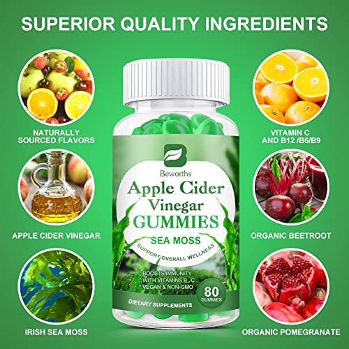 B BEWORTHS Apple Cider Vinegar & Sea Moss Gummies, Organic ACV Gummies B BEWORTHS uk supplements