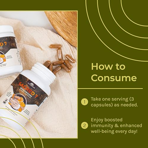 Naturealm Sacred 7 Mushroom Extract Capsules - Chaga, Cordyceps, Lion's Mane Naturealm uk supplements