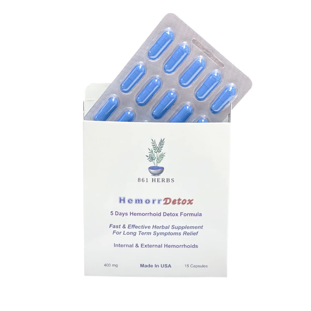 '-5-Day 15 Capsules, Fast & Long-Term Relief, Natual Herbs Formula Remedy, Address Root Causes of Hemorrhoids. 861 HERBS uk supplements