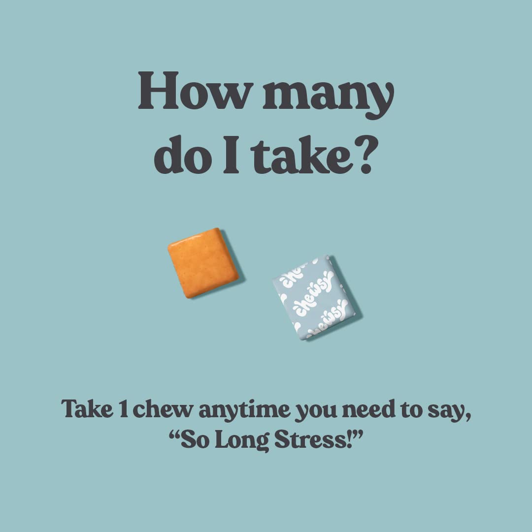 Chewsy So Long Stress, Calm Fruity Chews, Stay Calm & Focused. w/L-theanine, Amino Acid, GABA, Glycine, Tyrosine, Taurine & Magnesium. Non-GMO and Gluten-Free. Tropical Fruity Chews, 30-Day Supply CHEWSY uk supplements