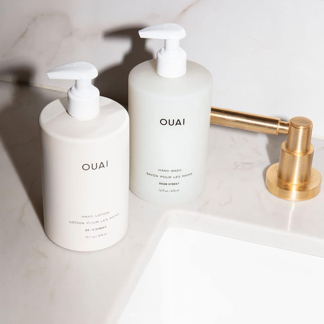 OUAI Hand Wash and Hand Lotion Set, Dean Street Scent - Moisturizes and Exfoliates with Daily Use - Made with Jojoba Esters, Avocado & Rosehip Oils (16 Fl Oz Each) OUAI uk supplements