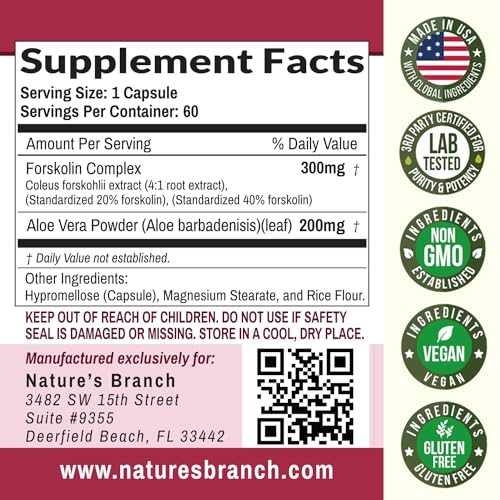 Premium 100% Ultra Pure Forskolin for Weight Loss Max Strength w/ 40% Standardized Nature's Branch uk supplements
