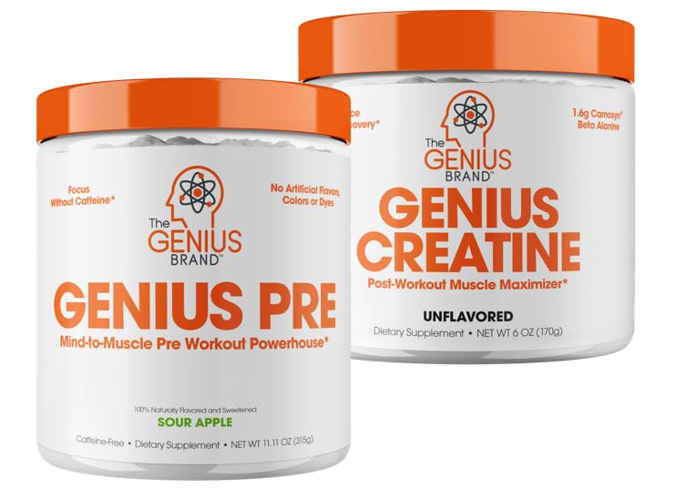 Genius Pre Workout Powder, Sour Apple, and Genius Micronized Creatine Monohydrate The Genius Brand uk supplements