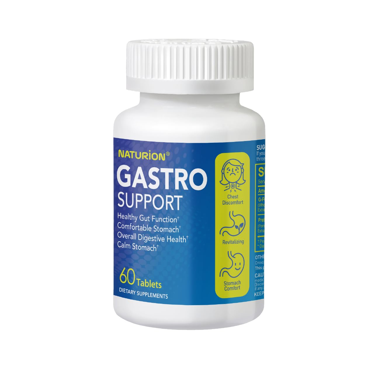 Gastro Support – Digestive Health Supplement with G-FOS Blend, Organic Ginger Root, Licorice Extract, Mastic Gum & Pomegranate – Supports Digestive Comfort & Gut Balance – 60 Tablets, 60 Day Supply NATURION uk supplements