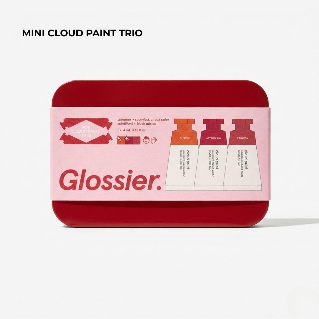 Glossier Mini Cloud Paint Blush Trio Holiday Gift Set: Crimson, Glisten & Afterglow Glossier uk supplements