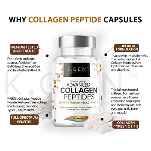 Pure Collagen Supplements Capsules Grass Fed Advanced Multi Collagen Peptides K GEN rejuvenation nutrition uk supplements